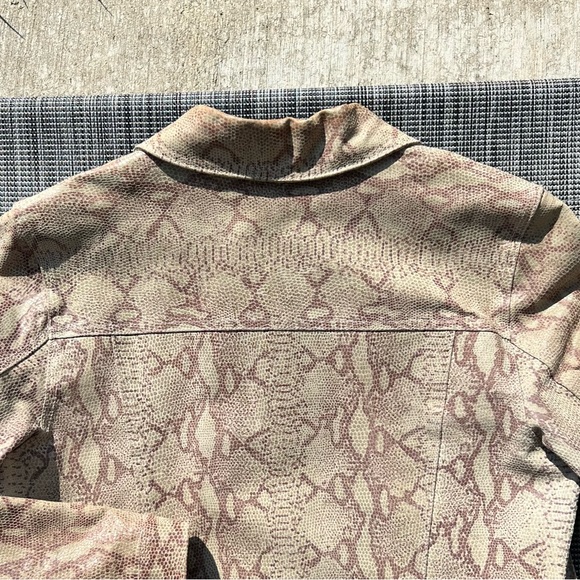 Bagatelle Snake Print Leather Jacket (Size 6) Brown Good Condition - Picture 8 of 14